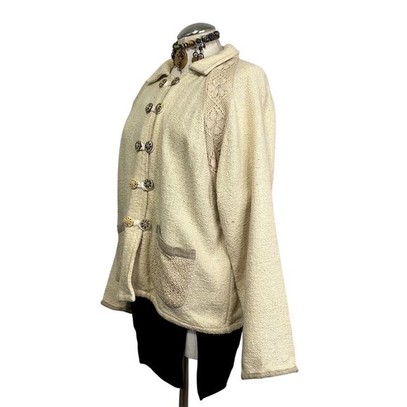 Vintage Heavy Knit Lace Cottage Core Boho Jacket - Picture 3 of 16